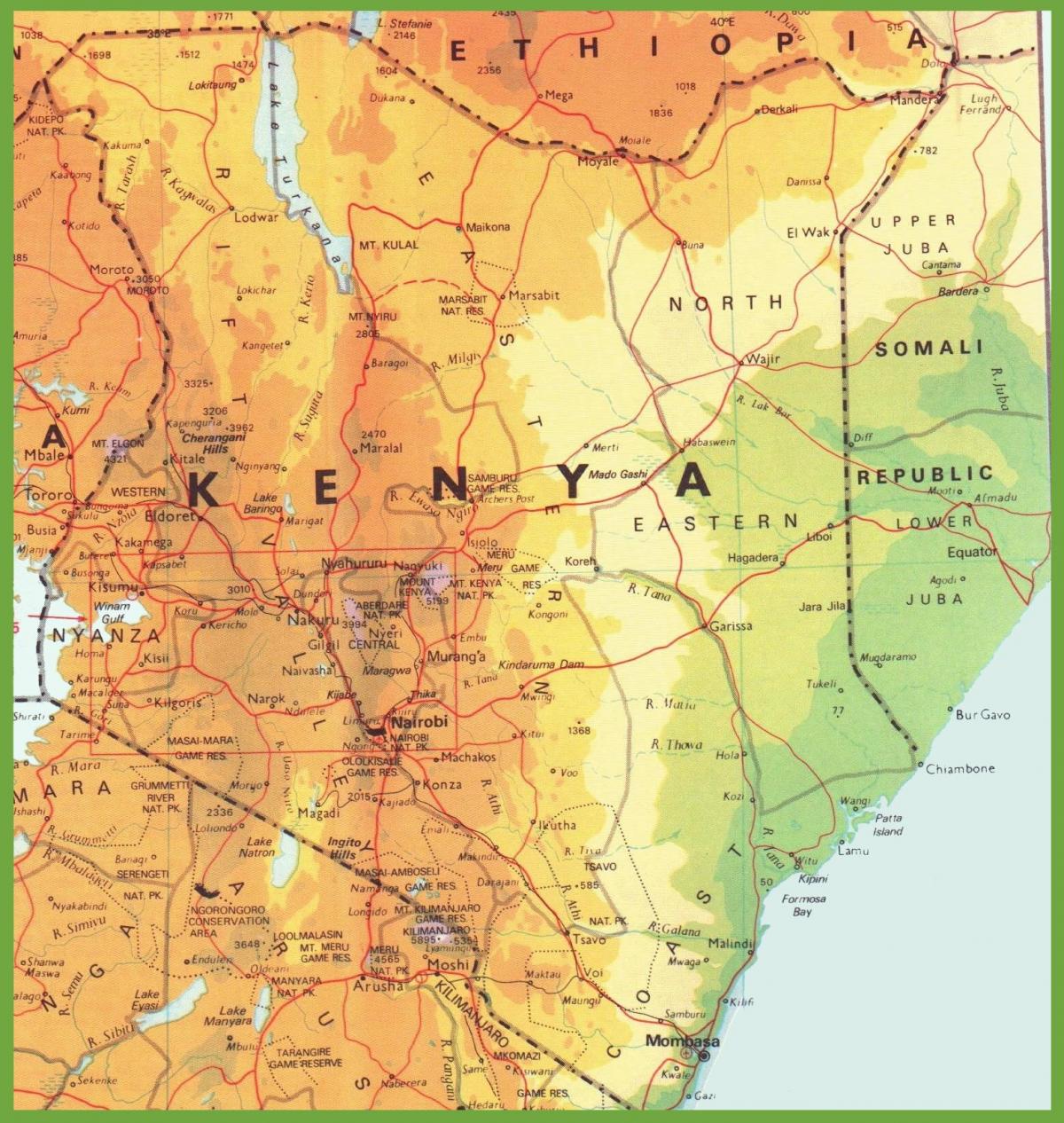 kat jeyografik nan Kenya montre tout ti bouk