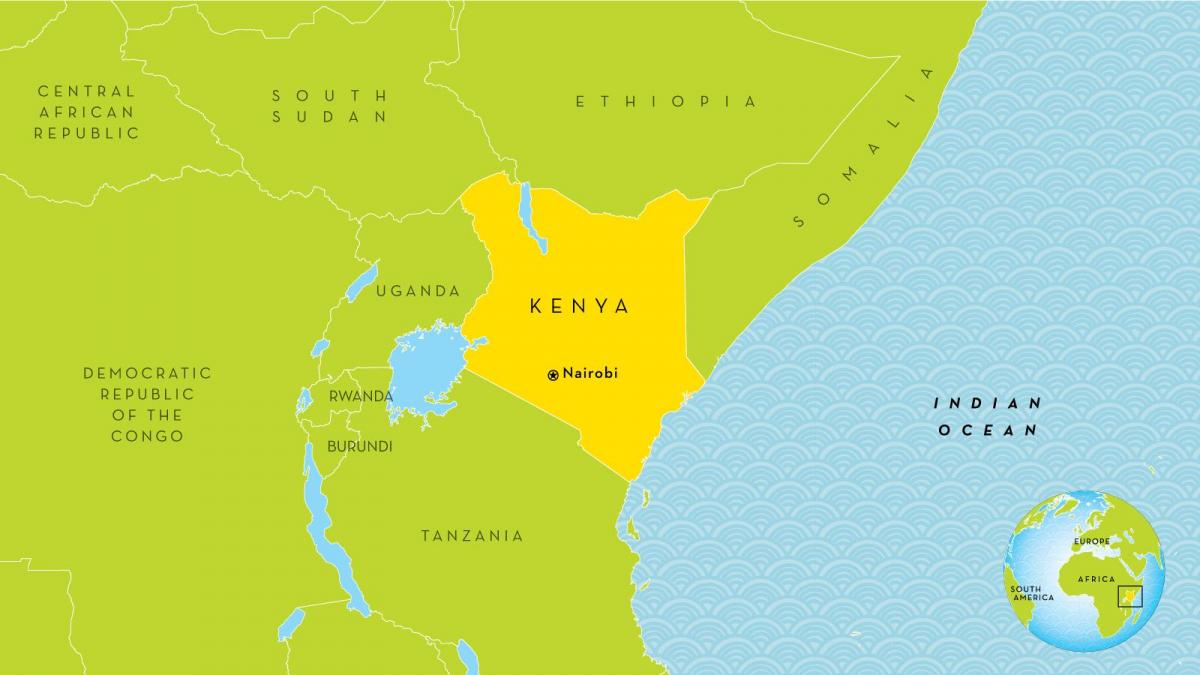 kat jeyografik nan Kenya ak peyi nan vwazinaj yo