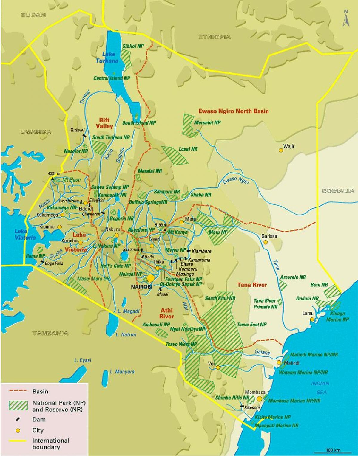 kat jeyografik nan Kenya vejetasyon