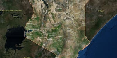 Kat jeyografik nan kat jeyografik satelit nan Kenya